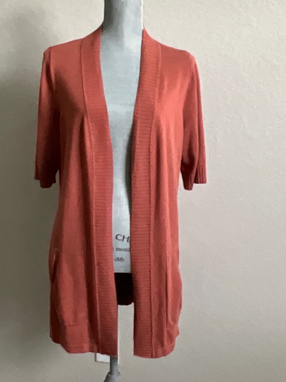 Isaac Mizrahi Rust Short Sleeve Cardigan Size Medium Cotton Blend